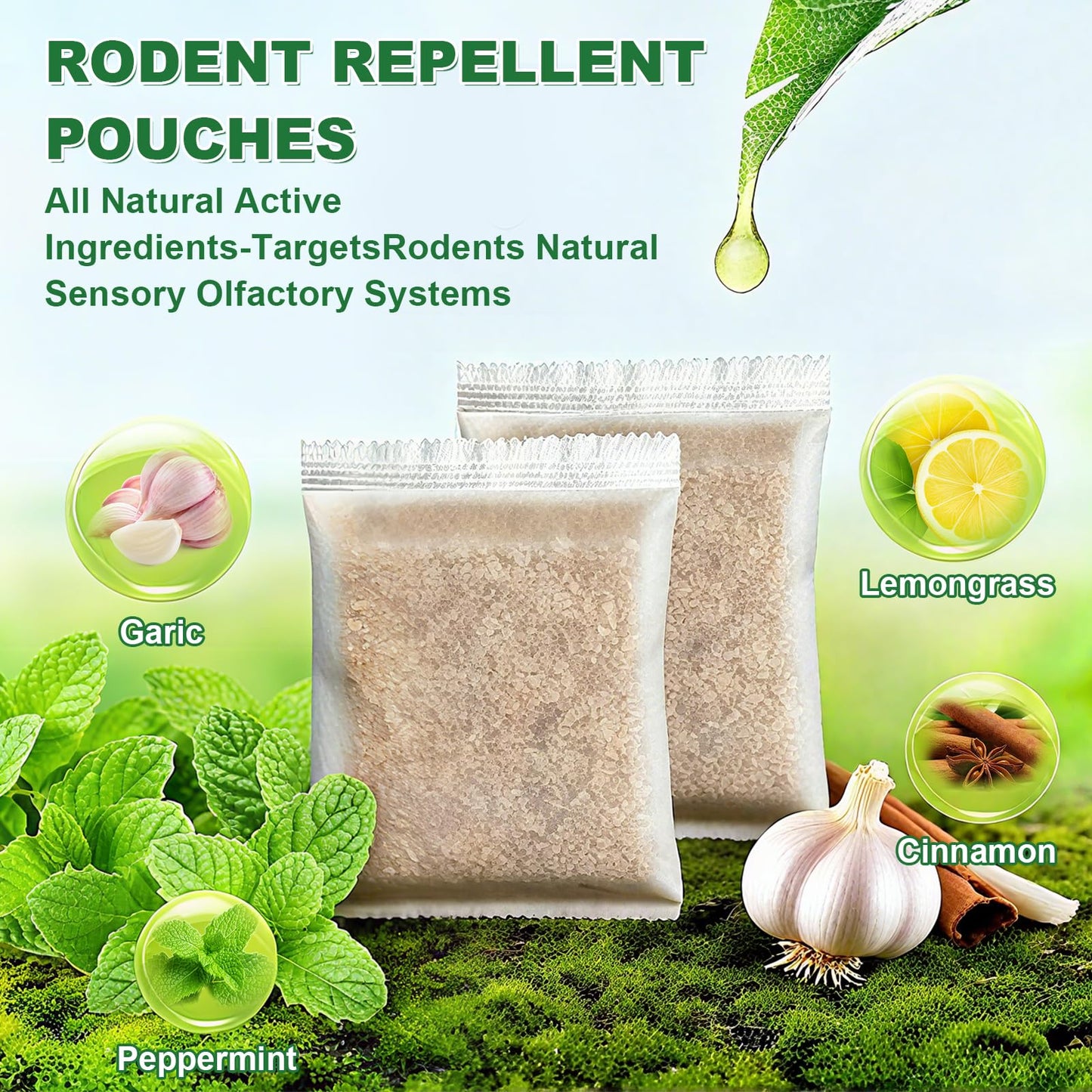 HLISIS 15 Pack Mouse Repellent Pouches, Peppermint Oil Repellent for Mice, Natural Rodent Repellent Pouches Effectively Repels Rodents, Mosquito, Spiders, and Other Pests, Indoor & Outdoor Use
