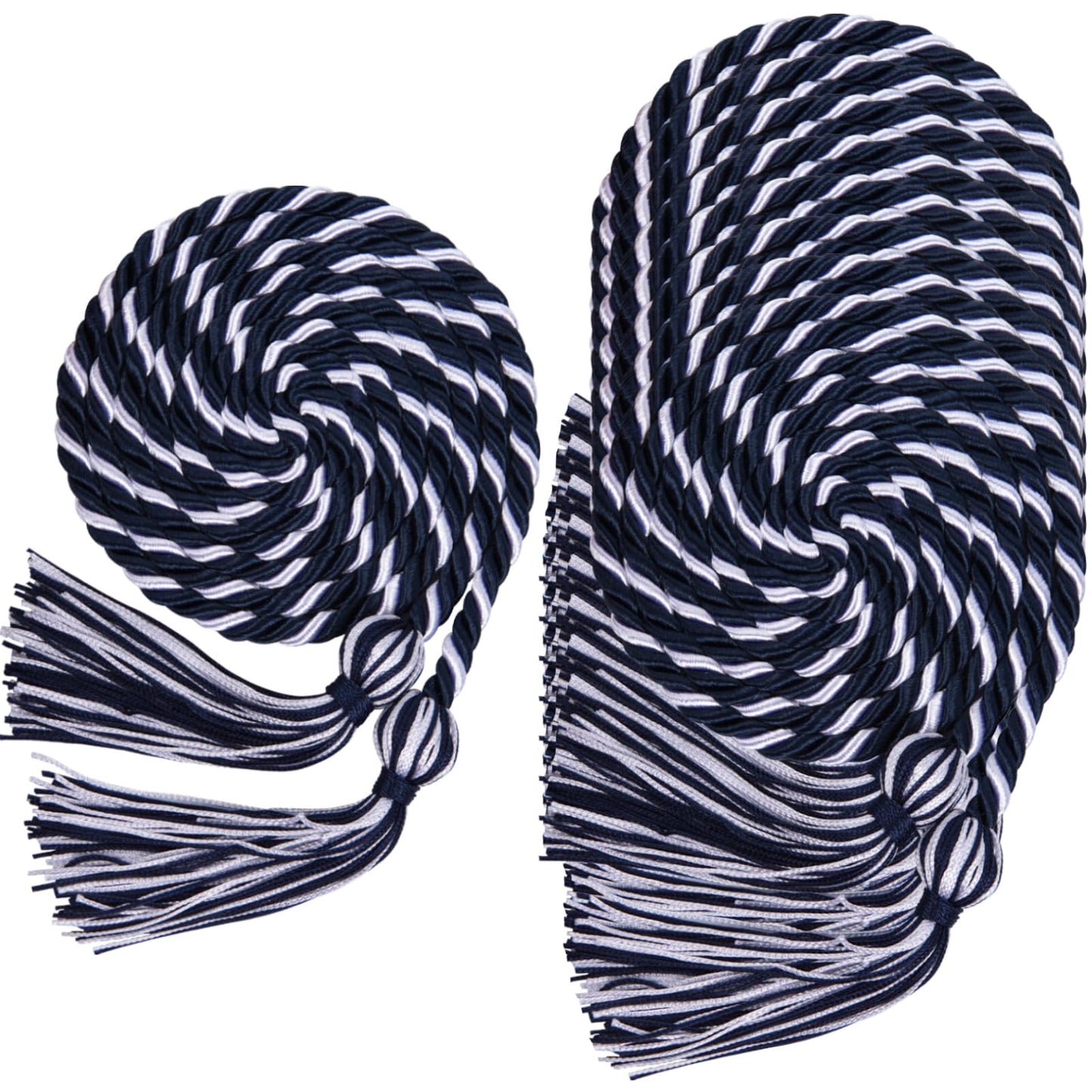 8 Pack Navy Blue with White Graduation Honor Ropes Cords Bulk, Yarn Honor Cords with Tassel for High School Bachelor Gown College Graduation 2026