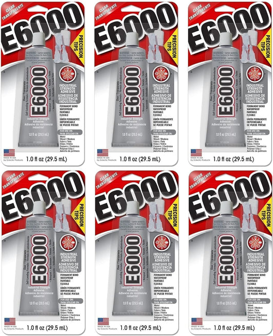 E6000 Industrial Adhesive Medium Viscosity Clear Precision Tip 1 oz (Pack of 6)