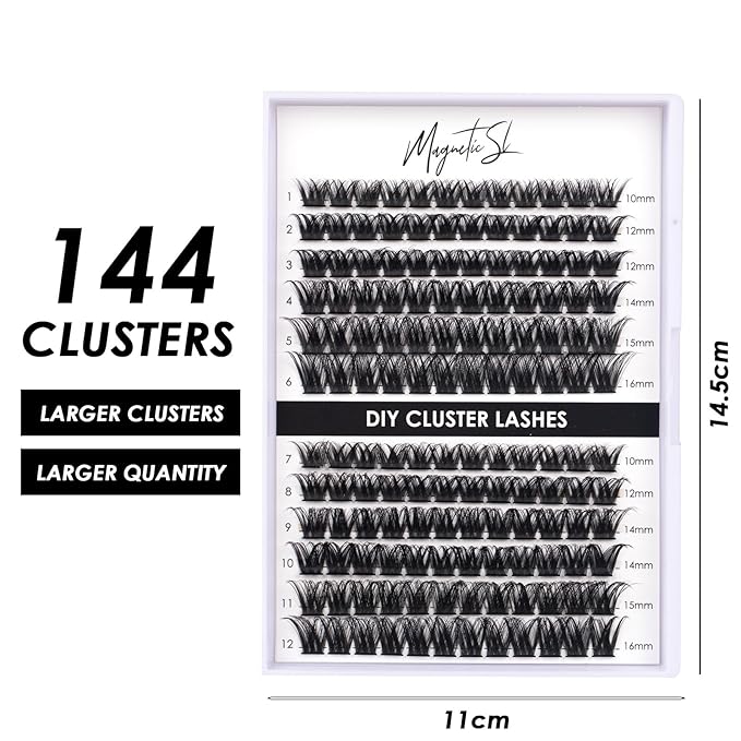 Lash Clusters 144 Pcs Individual Lashes Clusters Eyelash Extensions False Eyelashes DIY Lash Extension Reusable False Eyelashes Natural Look Mix 10-16mm-DM27