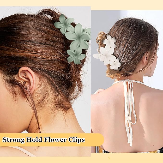 Ondder Hair Clip - Flower, 4 Pcs, 4.5 Inches, Large Matte, Claw, for Women & Girls, Thick Hair, Hair Accessories
