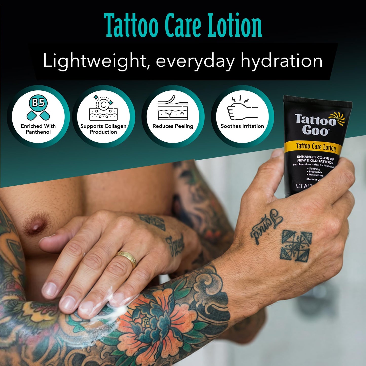 Tattoo Goo Aftercare Kit Includes Antimicrobial Soap, Balm, and Lotion, Tattoo Care for Color Enhancement + Quick Healing - Cruelty-Free, Petroleum-Free, Tattoo Artist Gifts (3 Piece Set)