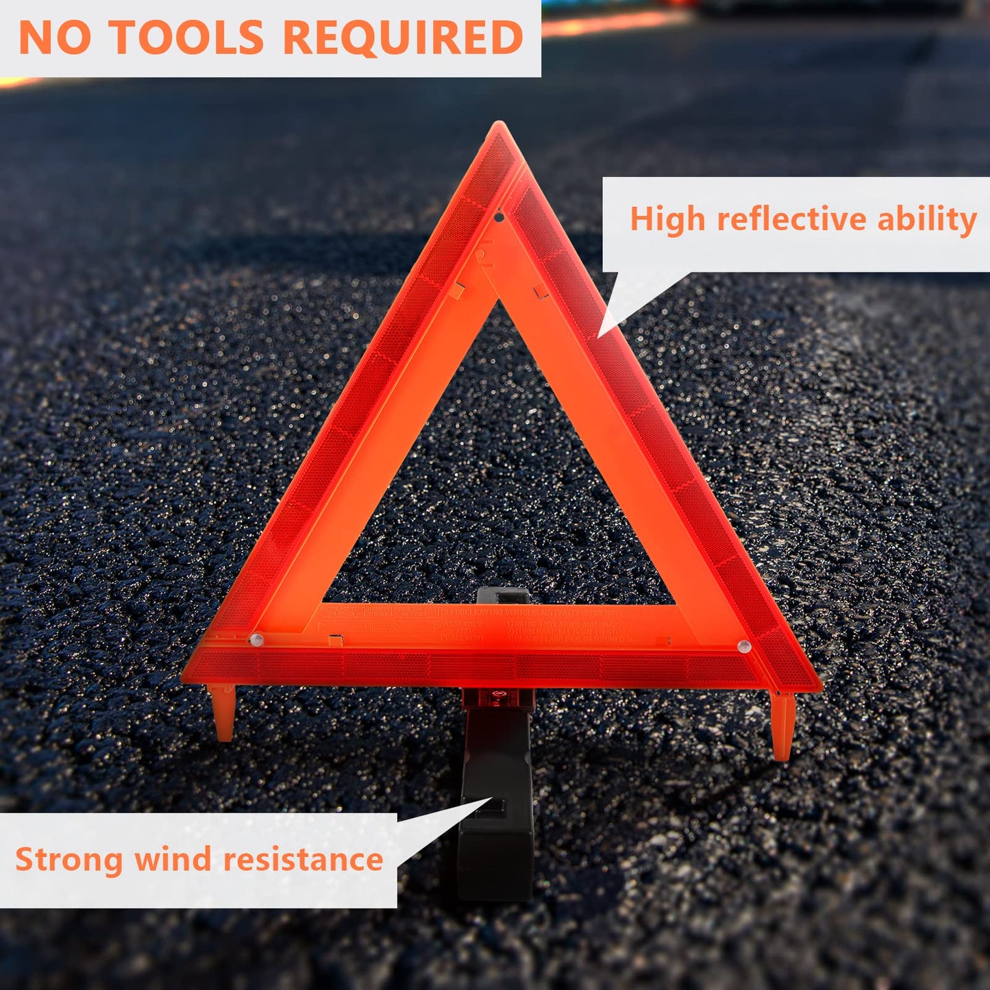 WORKKOOL 3 Pack Foldable Warning Reflective Triangles with Carrying Case, Heavy Base Roadside Triangles for Vehicles Breakdown, Safty Reflector DOT Approved(Sand Filled)…