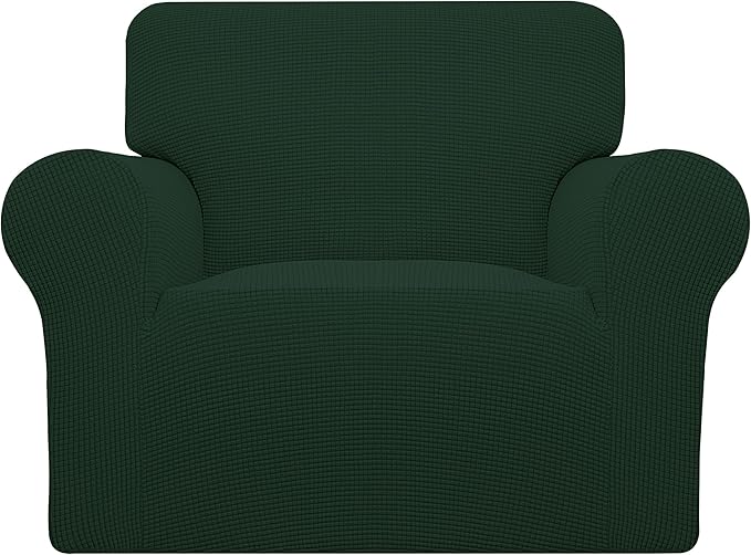 Easy-Going Stretch Oversized Chair Sofa Slipcover 1-Piece Couch Sofa Cover Furniture Protector Soft with Elastic Bottom for Kids Spandex Jacquard Fabric Small Checks Dark Green