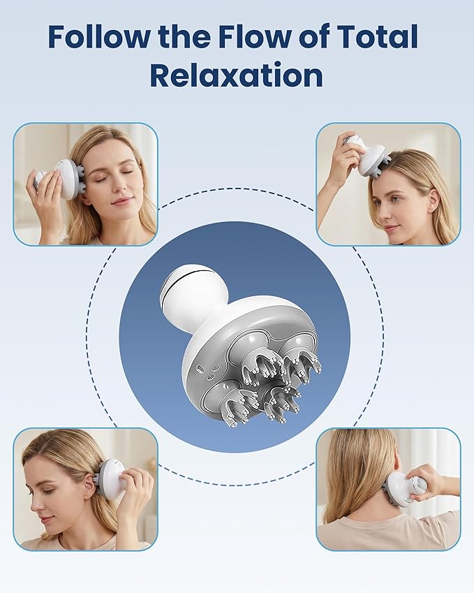 COMFIER Electric Cordless Hair Scalp Massager with Kneading 84 Massage Nodes, Handheld Portable Head Scratcher Massager for Hair Growth, Deep Clean and Stress Relax, Gifts for Men Dad