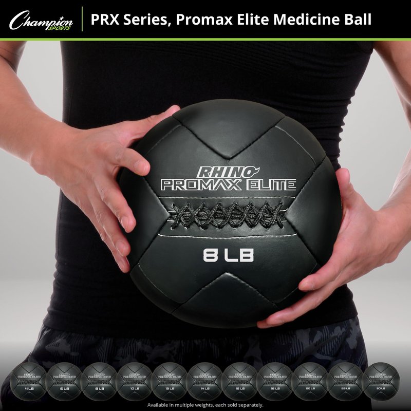 Champion Sports PRX10 Rhino Promax Elite Slam Balls, 10 lb, Soft Shell with Non-Slip Grip, Medicine Wall Exercise Ball for Weightlifting, Plyometrics, Cross Training, & Home Gym Fitness
