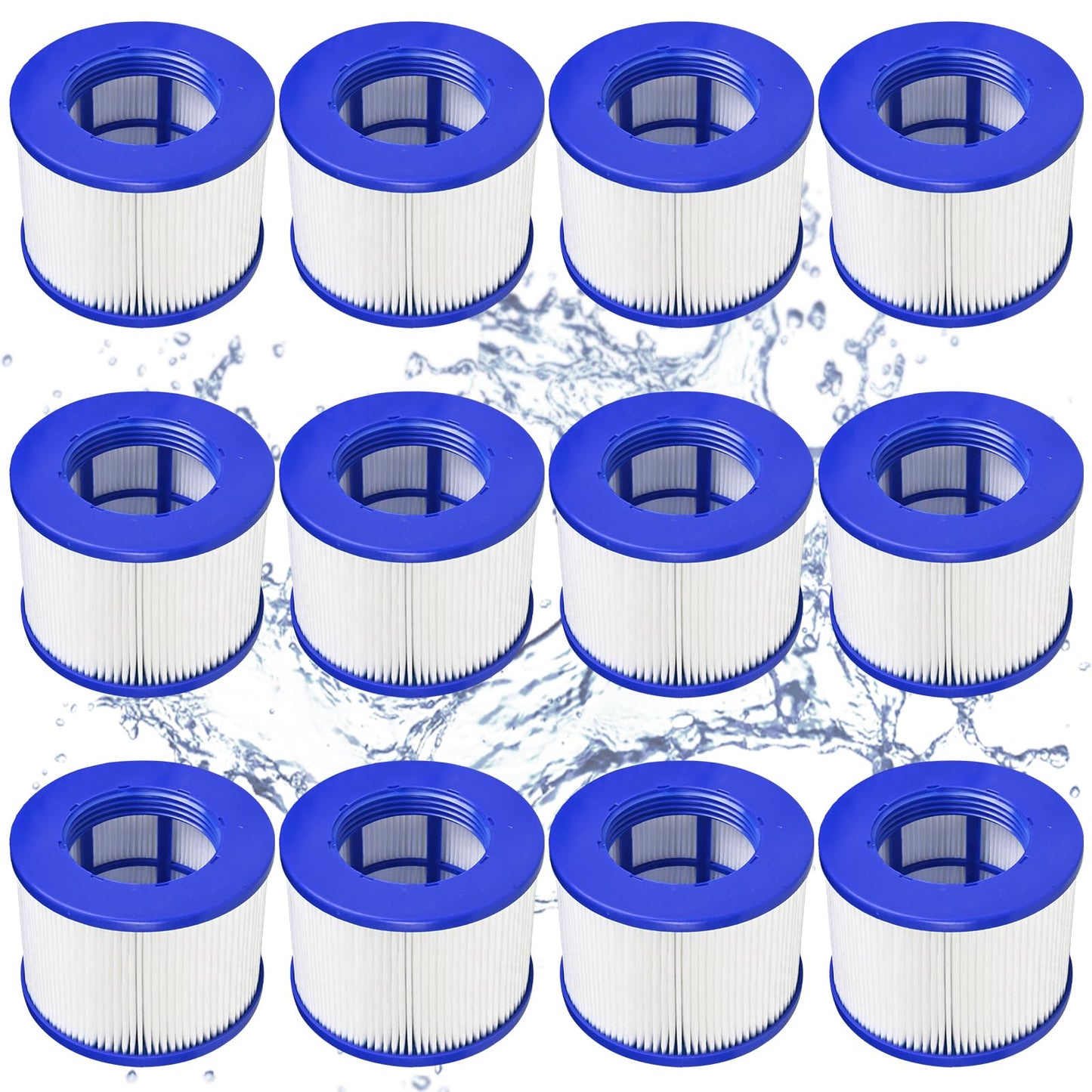 SLSM Screw-in Hot Tub Filter Cartridges Replacement for All RELXTIME, ALEKO, Wejoy, Aquaspa Spa,Clever Spa Filter,Threaded Filter for Inflatable Hot Tubs & Massage Pools (12 Pack)
