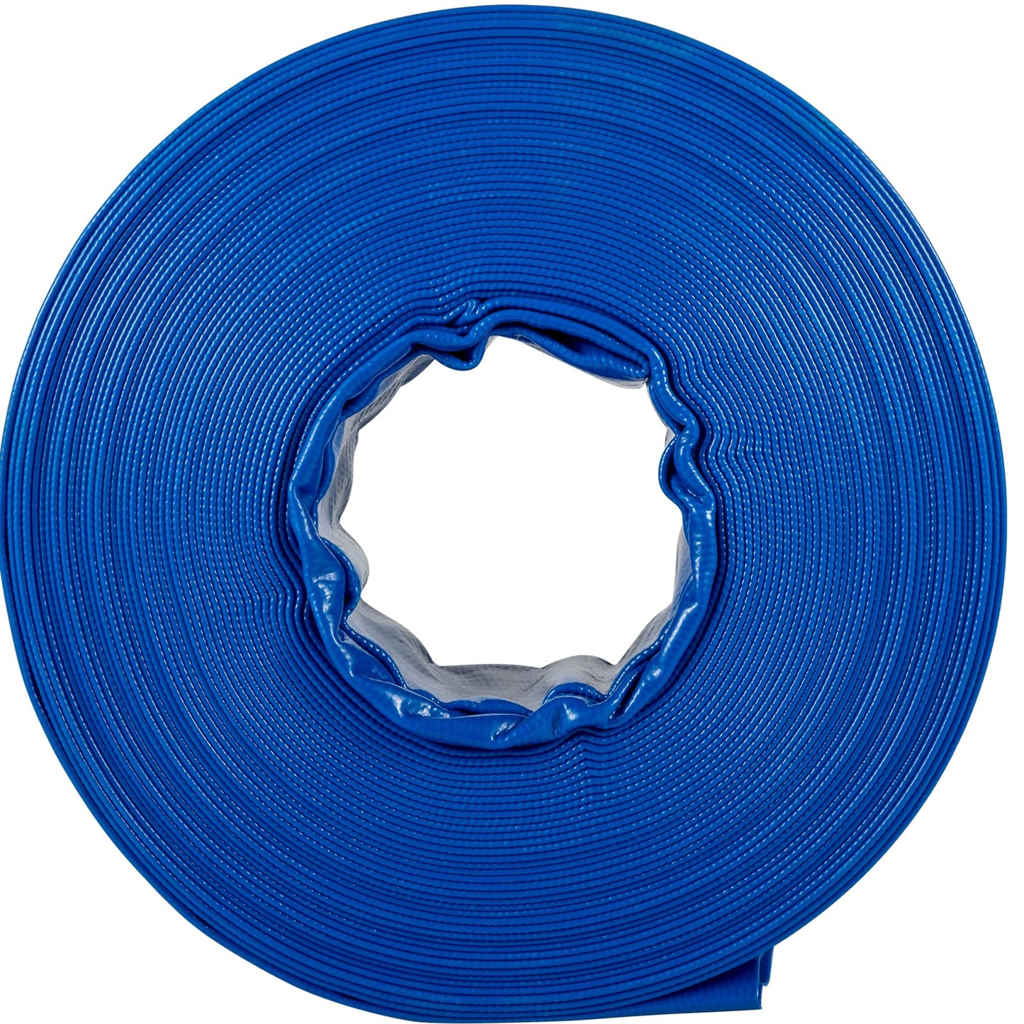 VEVOR Discharge Hose, 3' x 105', PVC Lay Flat Hose, Heavy Duty Backwash Drain Hose with Clamps, Weather-proof & Burst-proof, Ideal for Swimming Pool & Water Transfer, Blue