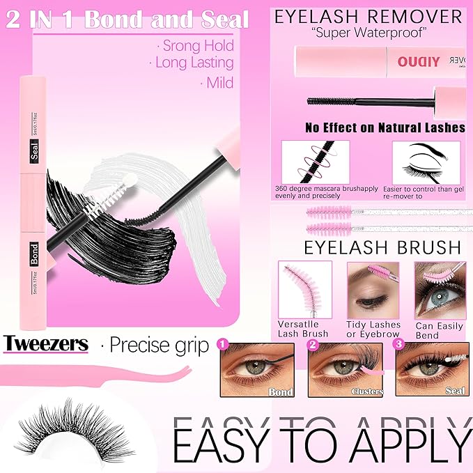 YIDUO 6 Styles Lash Clusters Kit Bulk Packs Eyelash Extensions Volume/Manga/ultra/Dramatic with pikes Bottom Lashes Clusters Kit 5-20mm Wispy Individual Fake Eyelashes Kit DIY at Home Easily