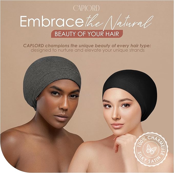 CAPLORD Satin Bonnet for Sleeping, Curly Hair Wrap Sleep for Men, Adjustable Silk Beanies for Women, Silk Hair Bonnet