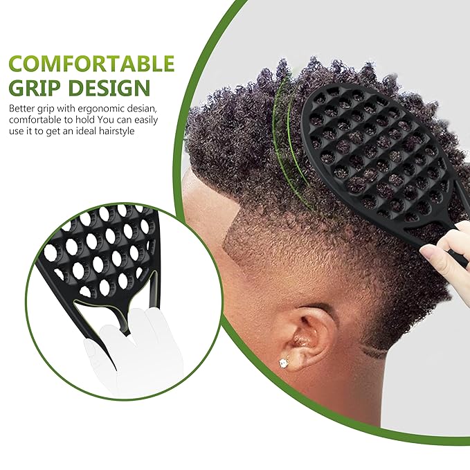 KOUPA Magic Silicone Curly Hair Brush, One Piece Twist Curl Comb for Afro Curls, Washable Hair Tool for Men Women, Black, 2 Pieces