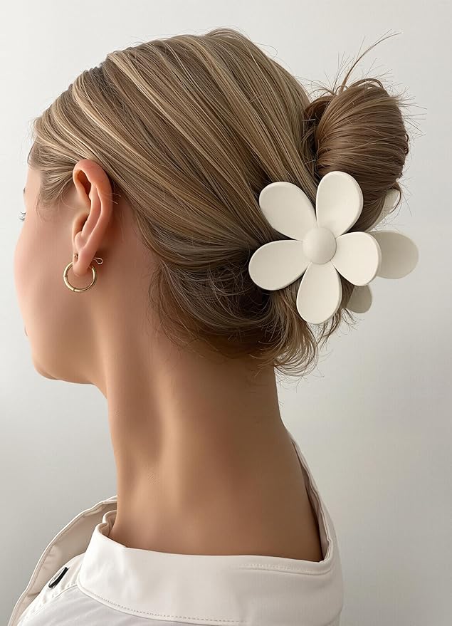 8PCS Hair Clips for Women, Flower Claw Clips for Thick Hair, Non-Slip Hair Accessories with Multi-Styles, Neutral Colors Hair Claw Clips and Variety Pack, Ideal for Girls