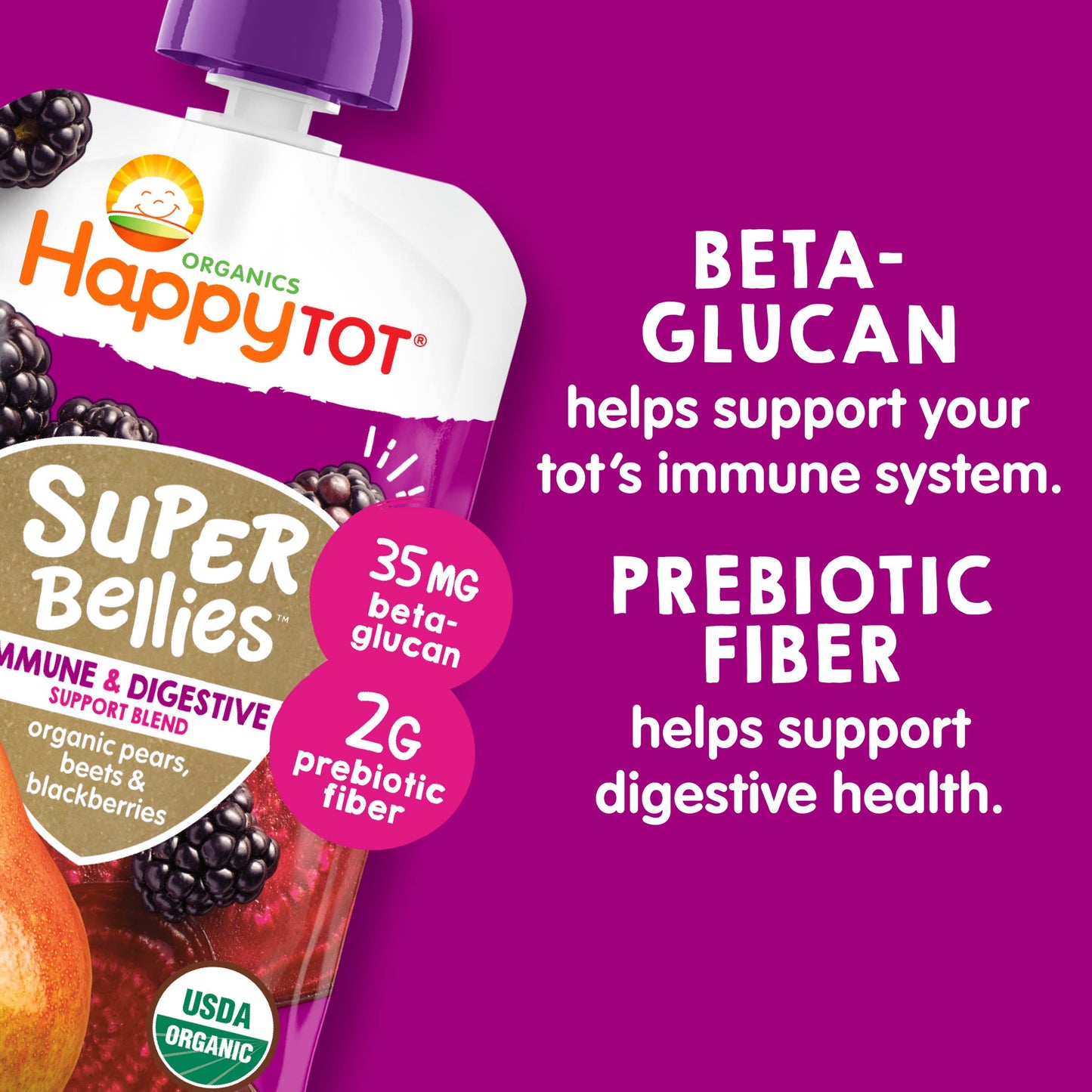 HAPPYTOT Organics Stage 4 Baby Food Pouches, Gluten Free, Vegan Snack, Super Bellies, Fruit & Veggie Puree, Variety Pack, 4 Ounce (Pack of 16), Amazon Exclusive