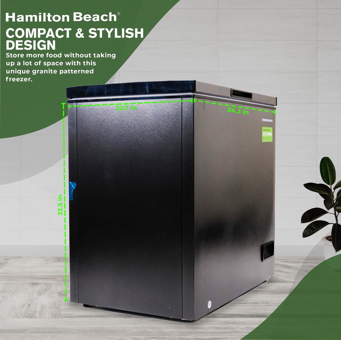 Hamilton Beach, HBFRF713 Chest Deep Freezer, 7 Cu. Ft. Capacity, Granita Rugged Design-Adjustable Thermostat-Removable Vinyl Coated Wire Basket-Easy Defrost Drain