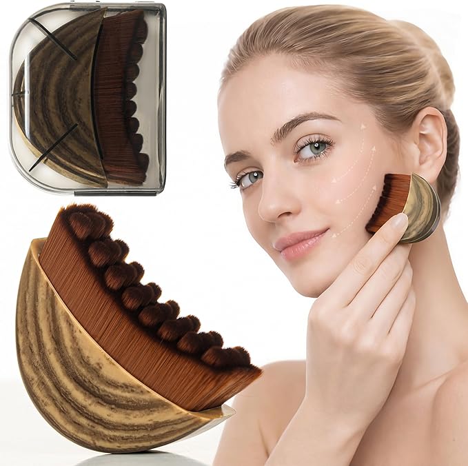 Lymphatic Contour Face Brush, Facial Cleansing Brush with Storage Case, Soft Nylon Bristles, Manual Plastic Dry Face Brush, Massager Tool for Gentle Daily Skincare