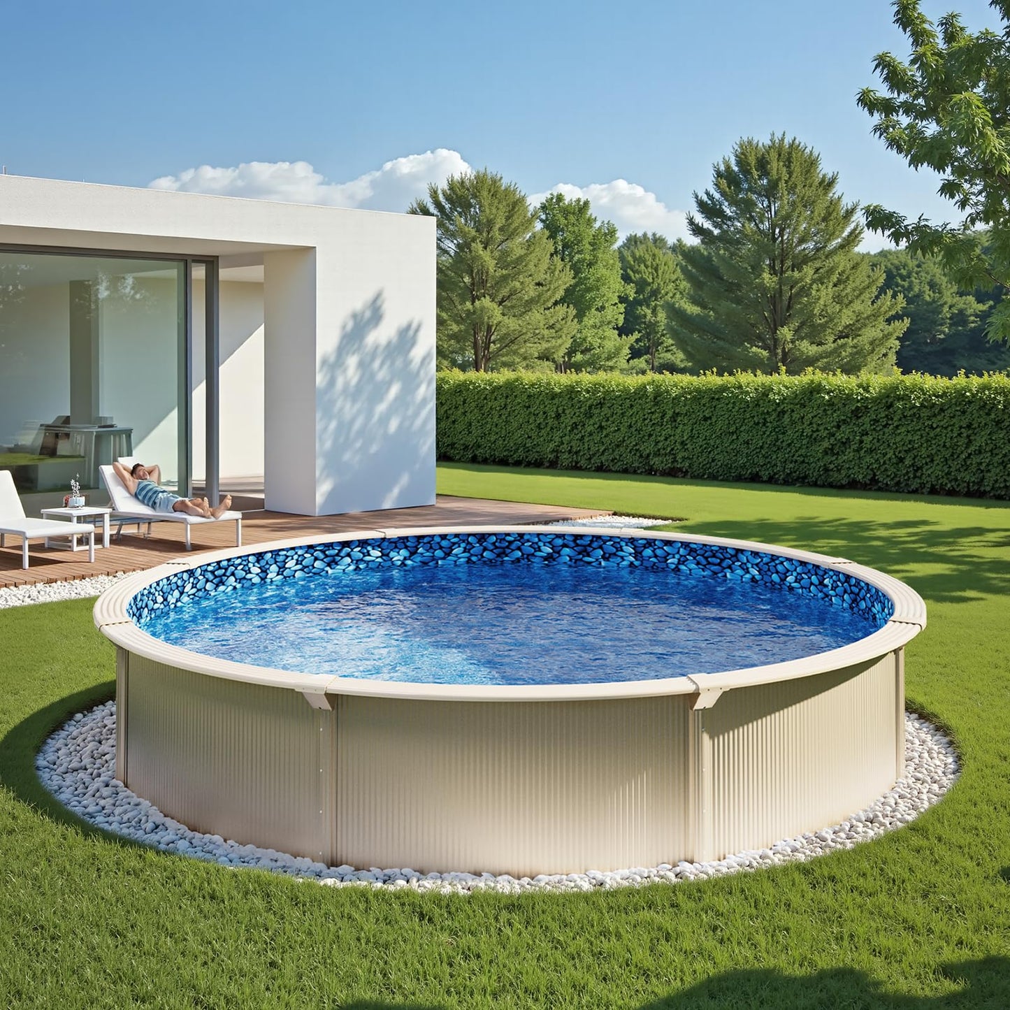 VEVOR 24-ft Round Above Ground Pool Liner, Unibead Pool Liners, Standard Gauge, 52inch Wall Height, Designed for Steel Sided Above-Ground Swimming Pools