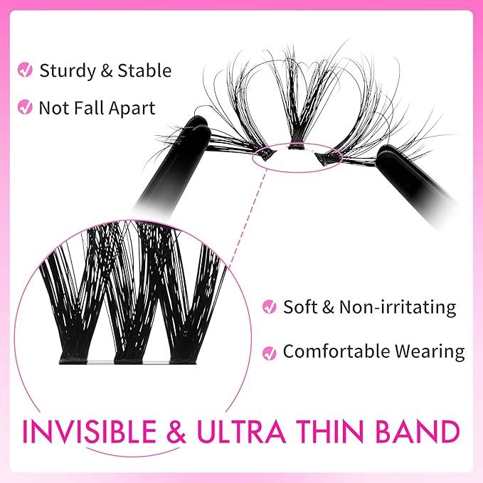 VEYESBEAUTY Lash Clusters Fluffy Individual Lash Extensions VBmuse 3D Layered Volume Eyelashes Thin & Invisible Band Wispy Faux Mink Lash Silk Bloom 3D Series Mixed Length 10-18mm