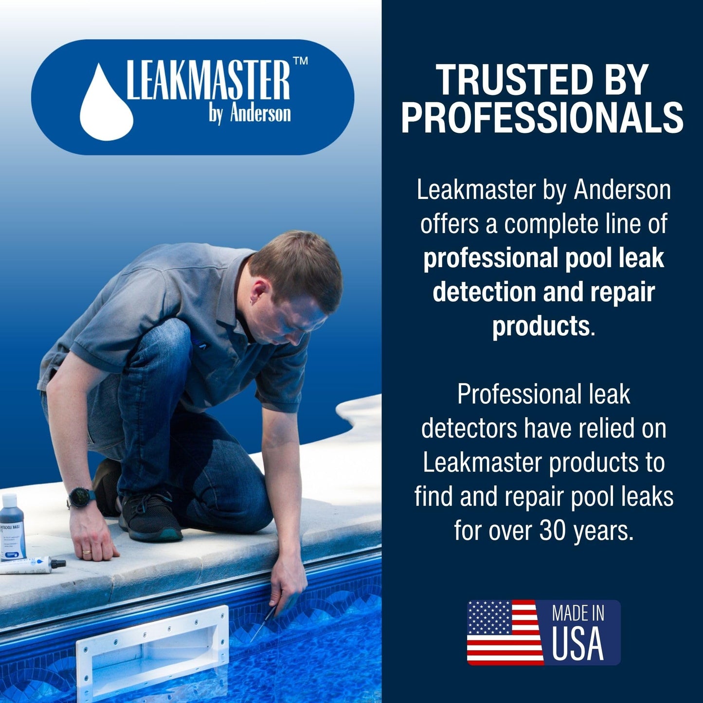 Leakmaster Pool Leak Detection Kit – 8 oz Blue Dye with Reusable Syringe – High-Visibility Leak Finder for Pools, Hot Tubs & Spas – 40+ Refills– Professional Water Tracing Tool