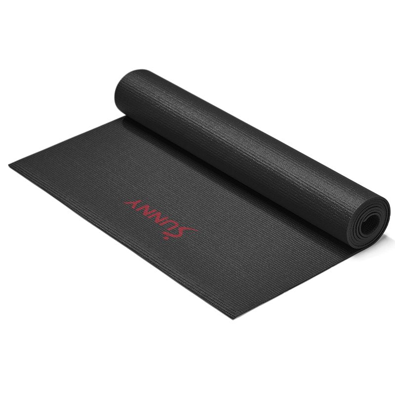Sunny Health & Fitness Exercise Yoga Mat – Firm Studio Support for Stability & Grounded Balance – Durable, Tear-Resistant & Portable for Yoga, Pilates & Floor Workouts- Black– NO. 031-BK