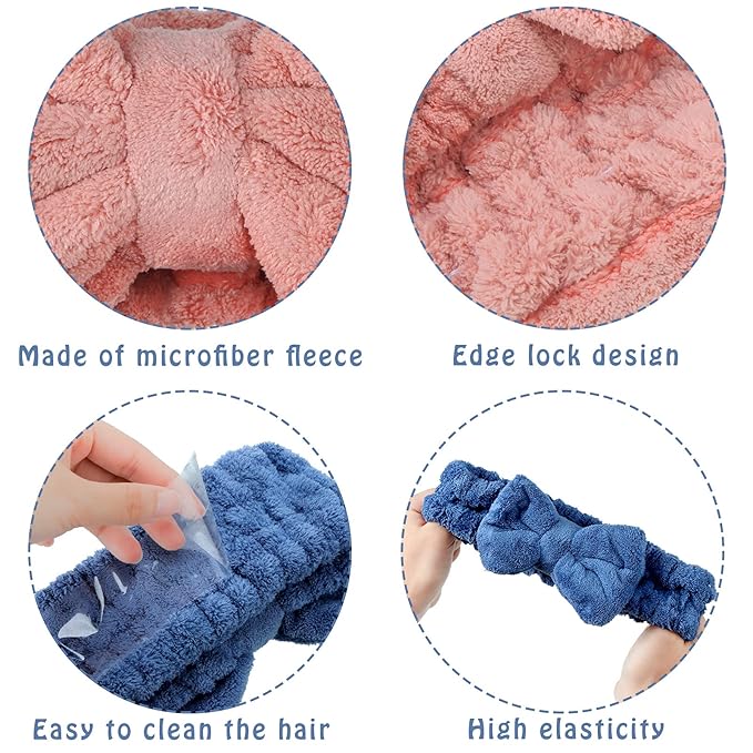 Hicarer 3 Pieces Towel Headbands for Women Makeup Spa Headband for Washing Face Shower