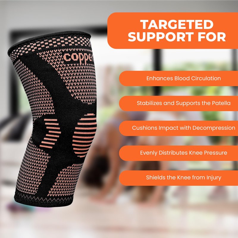 Pro Highlight Sports Copper Knee Braces for Women and Men 2 Pack, Knee Compression Sleeve for Knee Pain, Arthritis, Workout Sports Knee Support for Running, Meniscus Tear, ACL & Arthritis Pain Relief (Copper, Small)