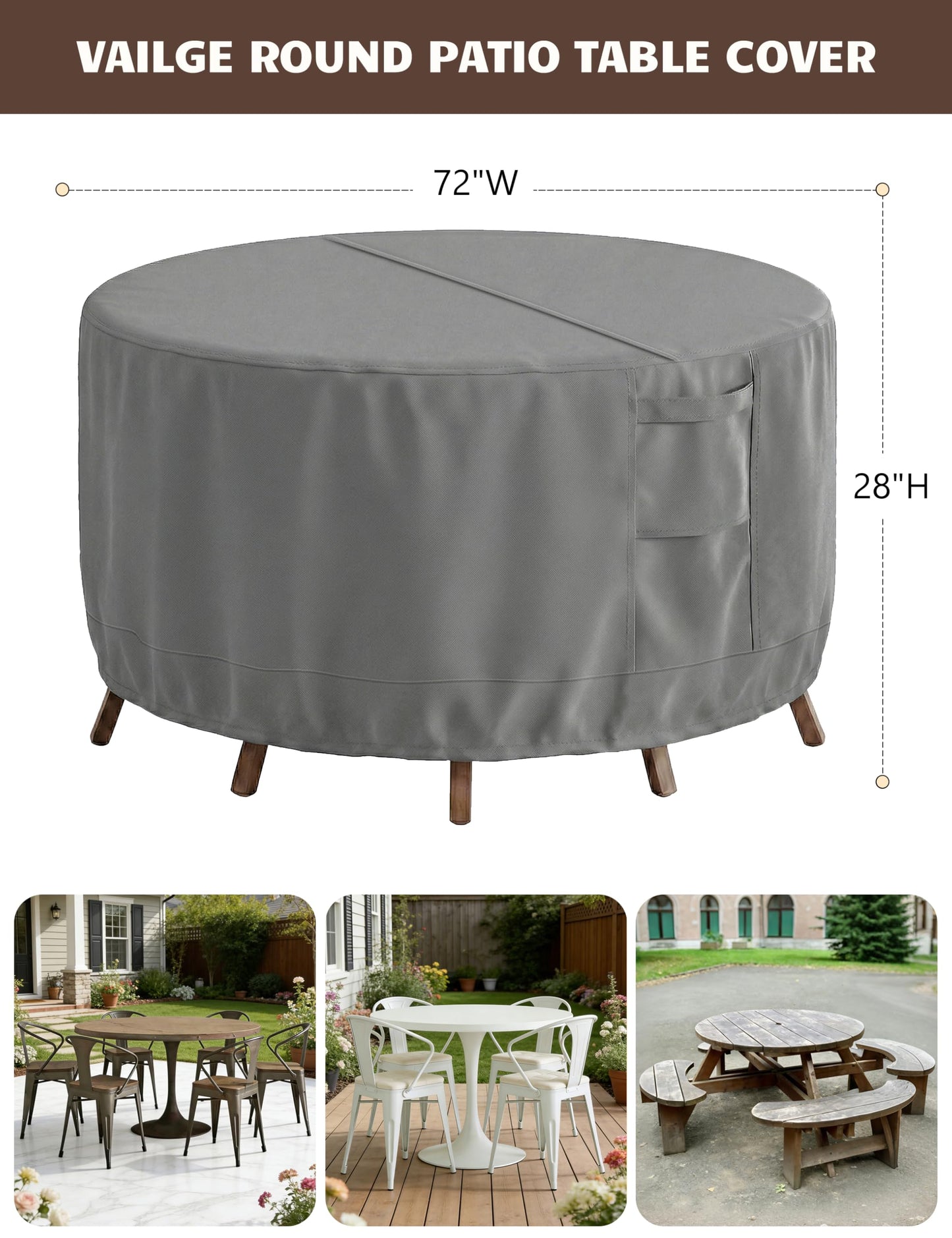 Patio Furniture Covers Waterproof, Outdoor Furniture Covers Waterproof Windproof with Padded Handles, Heavy Duty 600D Oxford Outdoor Table Chair Set Cover