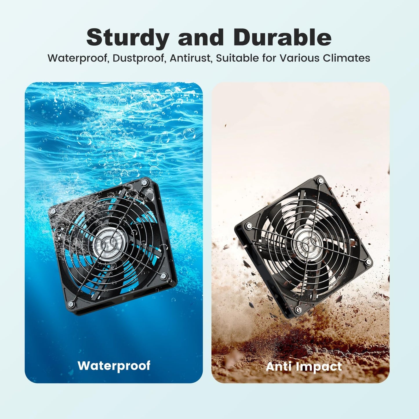 pqins 5.5'' Solar Greenhouse Fan 2 Kit, 30W Solar Powered Exhaust and Intake Chicken Coop Fan, Strong Airflow & Waterproof, 16.5 ft Cord, for Outdoor Shed Doghouse Air Circulation and Ventilation