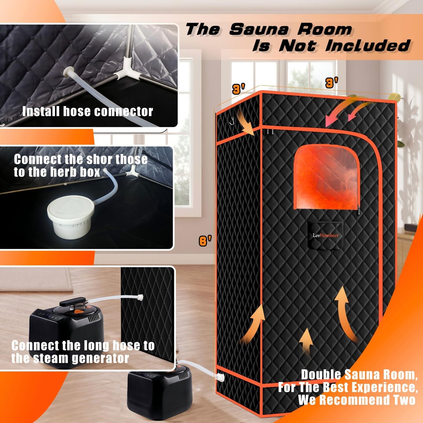 Portable Sauna Steamer Machine with Remote Control, 4L 1600W Upgrated Steam Generator for Sauna, 9 Levels, 120 MIN Timer, for Home Spa Sauna Accessories.