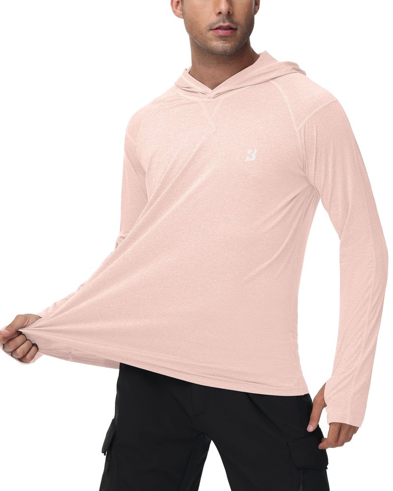 Roadbox Mens UPF 50+ Fishing Shirts, Long Sleeve UV Sun Hoodie, Hiking Running Swim Athletic Workout Shirt