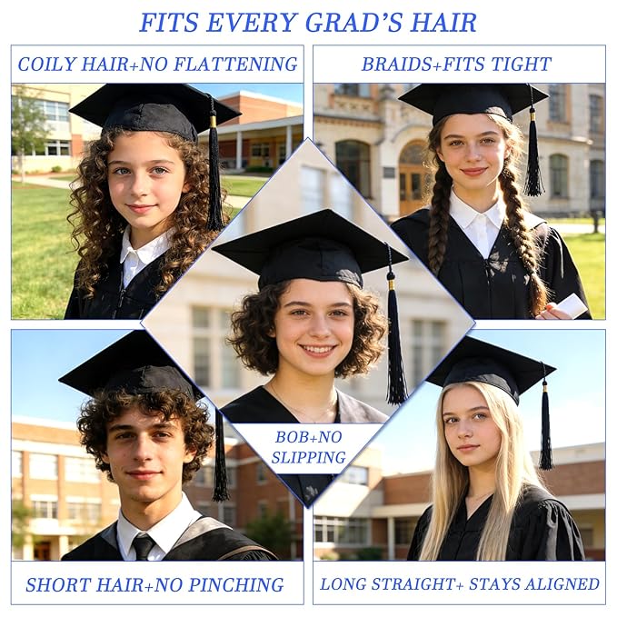 Suyeah Graduation Cap Headband, Secures Your Grad Cap Upgrade Insert Hairstyle Hat Accessories Hairband, Grad Hat Hairband Insert, 2026 Graduation Gifts
