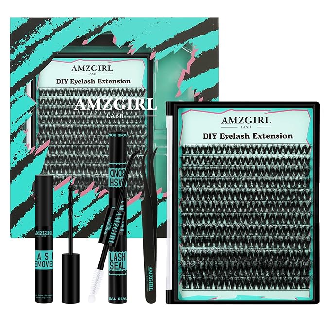 Lash Extension Kit 3D Effect Lash Clusters Kit 144pcs D Curl Eyelash Extension Kit with Lash Bond and Seal Lash Remover Lash Tweezers for Lash Clusters Eyelash Clusters Kit (Gloom, D-10-18mm Kit)