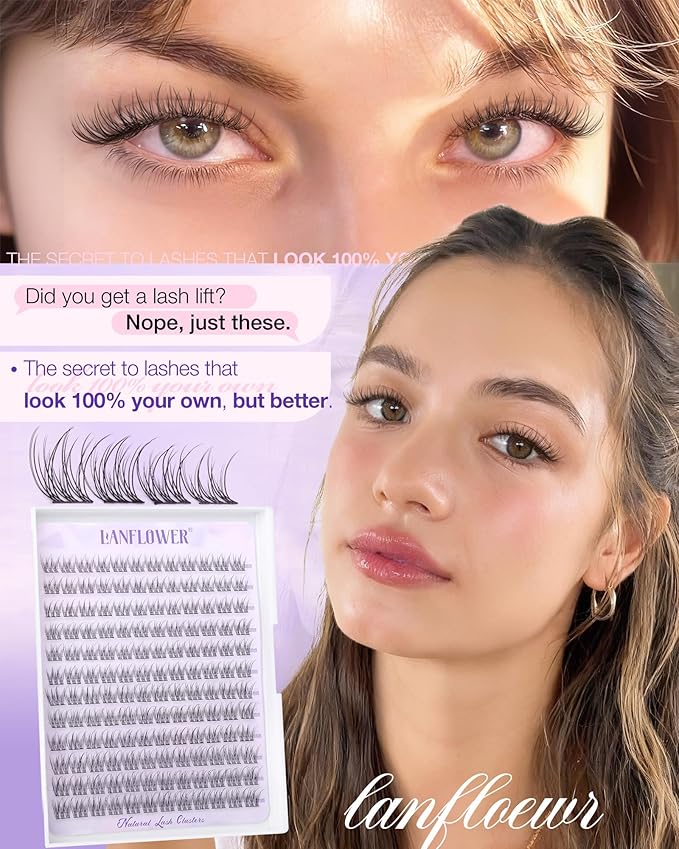 Natural Lash Clusters Wispy Eyelash Clusters 9-12mm Short Cluster Eyelash Extensions C Curl Thin Band Individual Lashes Clusters pestañas postizas naturales by Lanflower