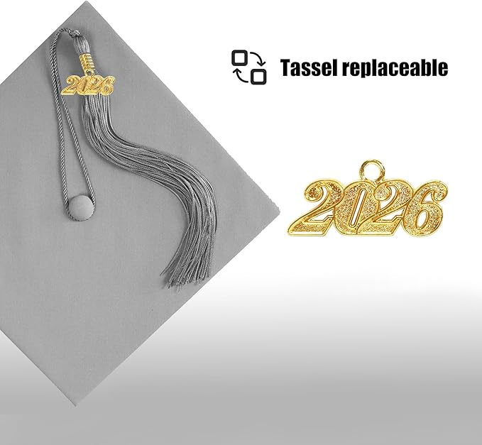 Graduation Cap with 2026 Tassel Year Charm Black Graduation Cap for High School & Bachelor