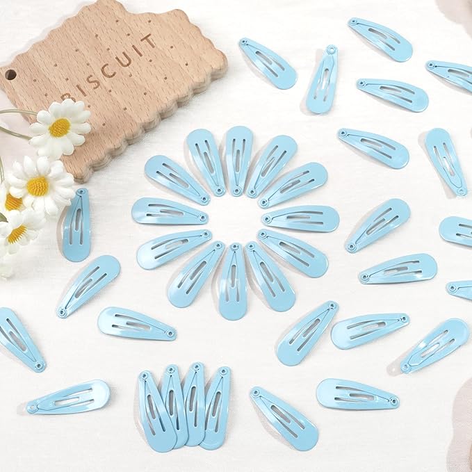 1Inch Baby Blue Snap Hair Clips, 60Pcs Small Clips for Little Girls, Baby Infant 3cm Candy Color Hair Clips Barrettes for Toddlers Hair Accessories