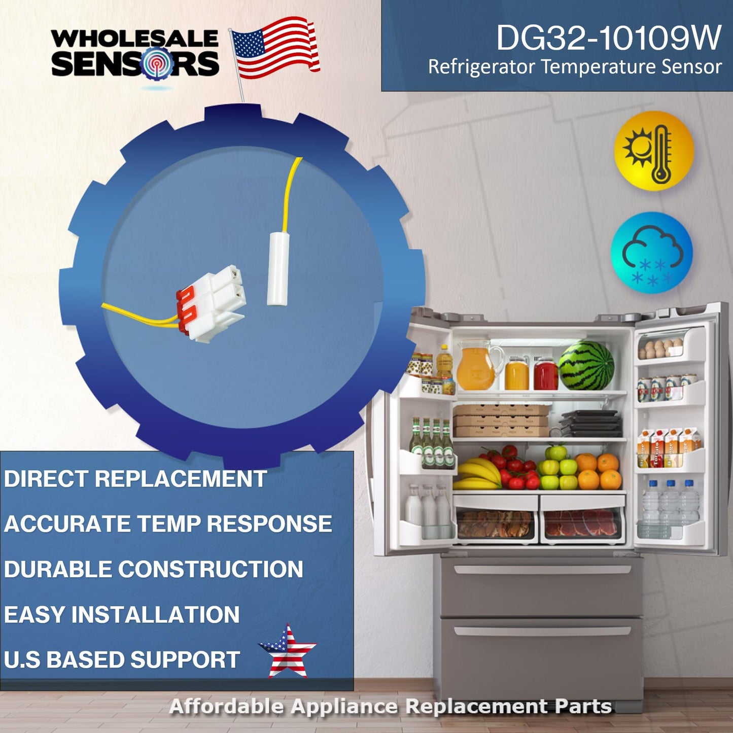 Replacement Samsung DA32-10109W Refrigerator Temperature Sensor 12 Month Warranty & USA Support