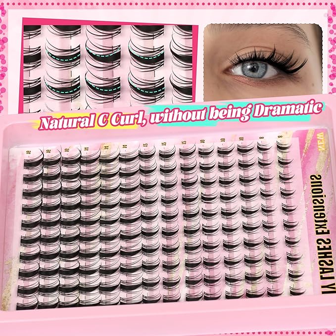 Lash Clusters Manga Lash Clusters Kit Clear Fairy Eyelash Clusters Wet-Look Spiky Anime Lashes Pack C Curl Individual Lashes Lash Glue Lash Tweezers