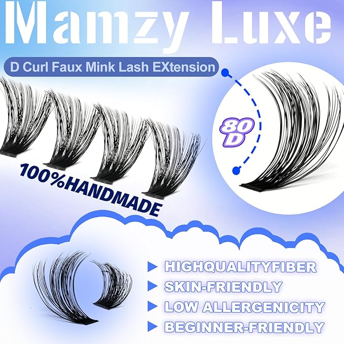 Lash Clusters Wispy 80D Eyelash Clusters 10-18mm Fluff Cluster Eyelash Extensions D Curl No Plastic Feel Individual Lashes Extension 240 Pcs Versatile False Eyelashes Clusters