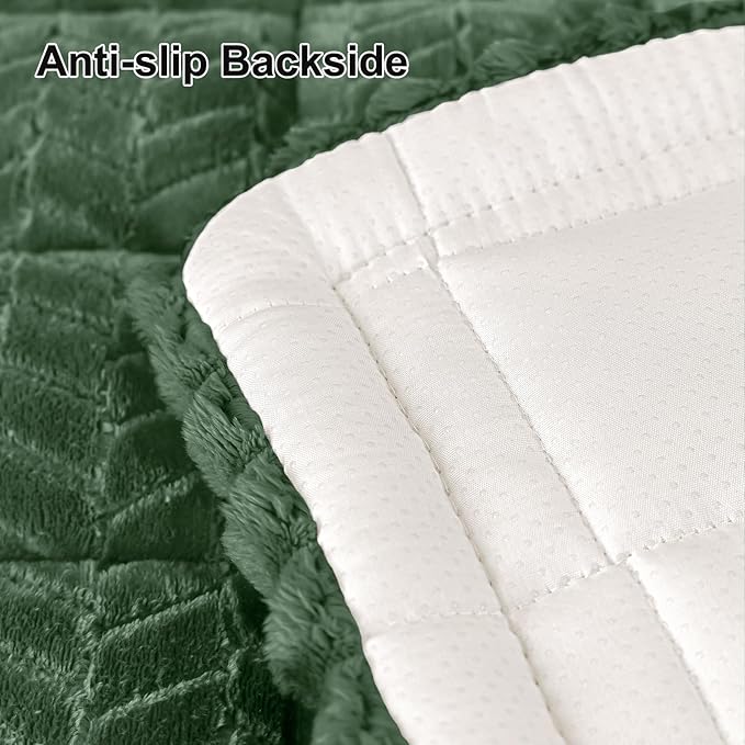 Smiry Non Slip Couch Covers for Dogs, Fuzzy Pet Couch Covers for 2-3 Cushion Sofa Pet Friendly, Soft Sofa Slipcovers Cushion Furniture Protector Washable (Dark Green, 27.6" x 59")