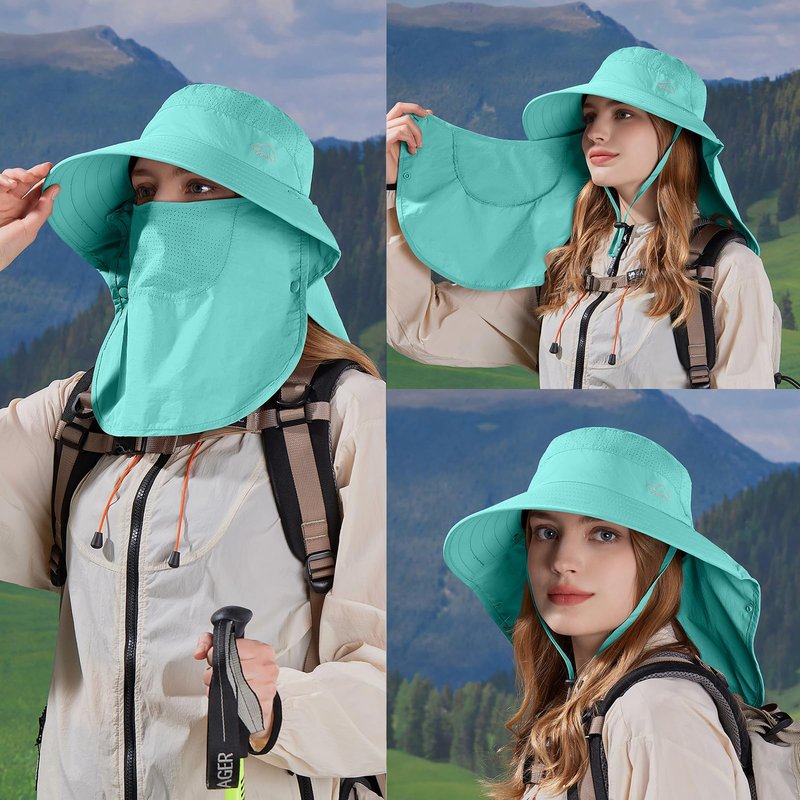 Sun Hat for Men Women with Neck Flap,UPF 50+ UV Protective Hiking Fishing Hats,Wide Brim Sun Hat for Women&Men