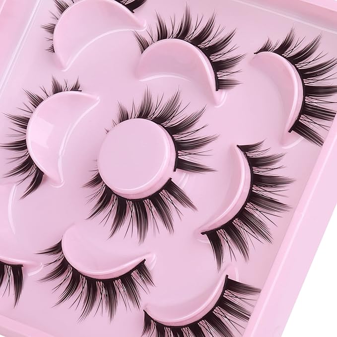Cosplay Eyelashes Doll Anime Lashes Mink Japanese Spiky Manga Natural False Eyelashes Wispy Long Thick Ruffle Fake Eye Lashes 5 Pairs