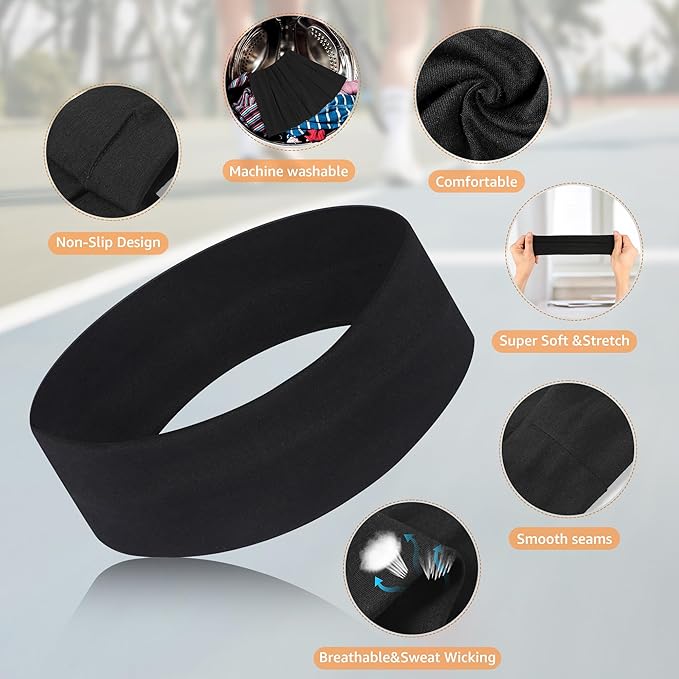 DiyJibb Headbands for Women, Stretchy Non Slip Soft Cotton Cloth Hair Bands for Sports, Workout, Yoga and Running, 7pcs