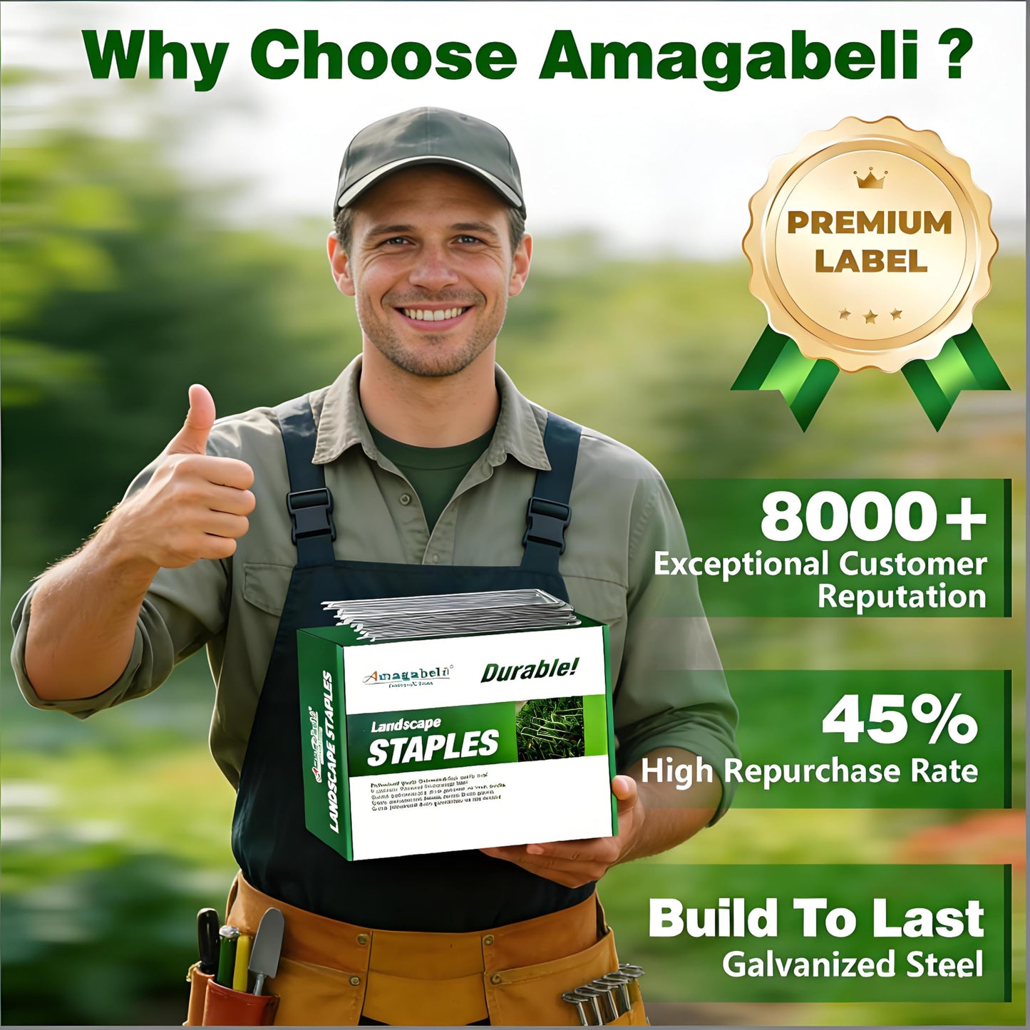 AMAGABELI 6 Inch 100 Pack Galvanized Landscape Staples 11 Gauge Anti-Rust Heavy Duty Garden Stakes Plant Cover Spikes U-Shaped Sod Pins Fence Stakes for Weed Barrier,Irrigation Tubing,Lawns,Decoration