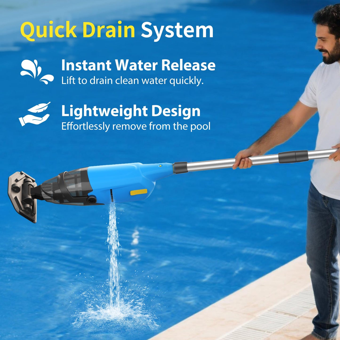 Handheld Pool Vacuum for Above Ground Pools,Cordless Pool Vacuum with Powerful Suction up to 18GPM, Ideal for Leaves and Debris,Pool Vacuum for Hot Tubs and Inground Pools