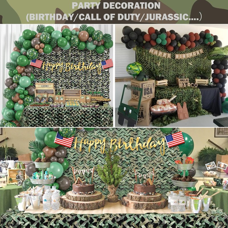 Yeacool Party Decor Camouflage Netting Dinosaur Birthday Theme Camo Tarp Sheerness Camo Netting for Hunting Blind Deer Stand Canopy Cover (Woodland Camo, 19.7ftx19.7ft, 6m*6m)
