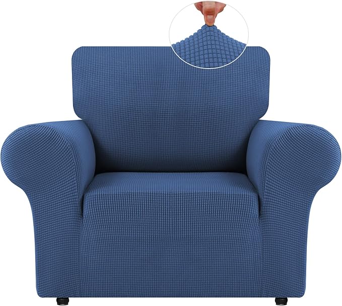 LURKA Stretch Chair Sofa Slipcovers 1 Piece Couch Covers for Sofa Furniture Protector Full Sofa Covers with Elastic Bottom for Kids and Dog (Small, Blue)