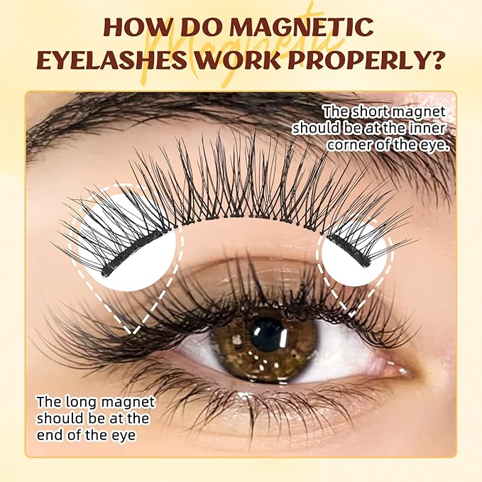 QUEWEL Magnetic Eyelashes with Applicator Reusable No Glue Needed Magnetic Lashes Cat Eye Natural Look Lashes Kit Easy to Wear and Remove(NZH F01)