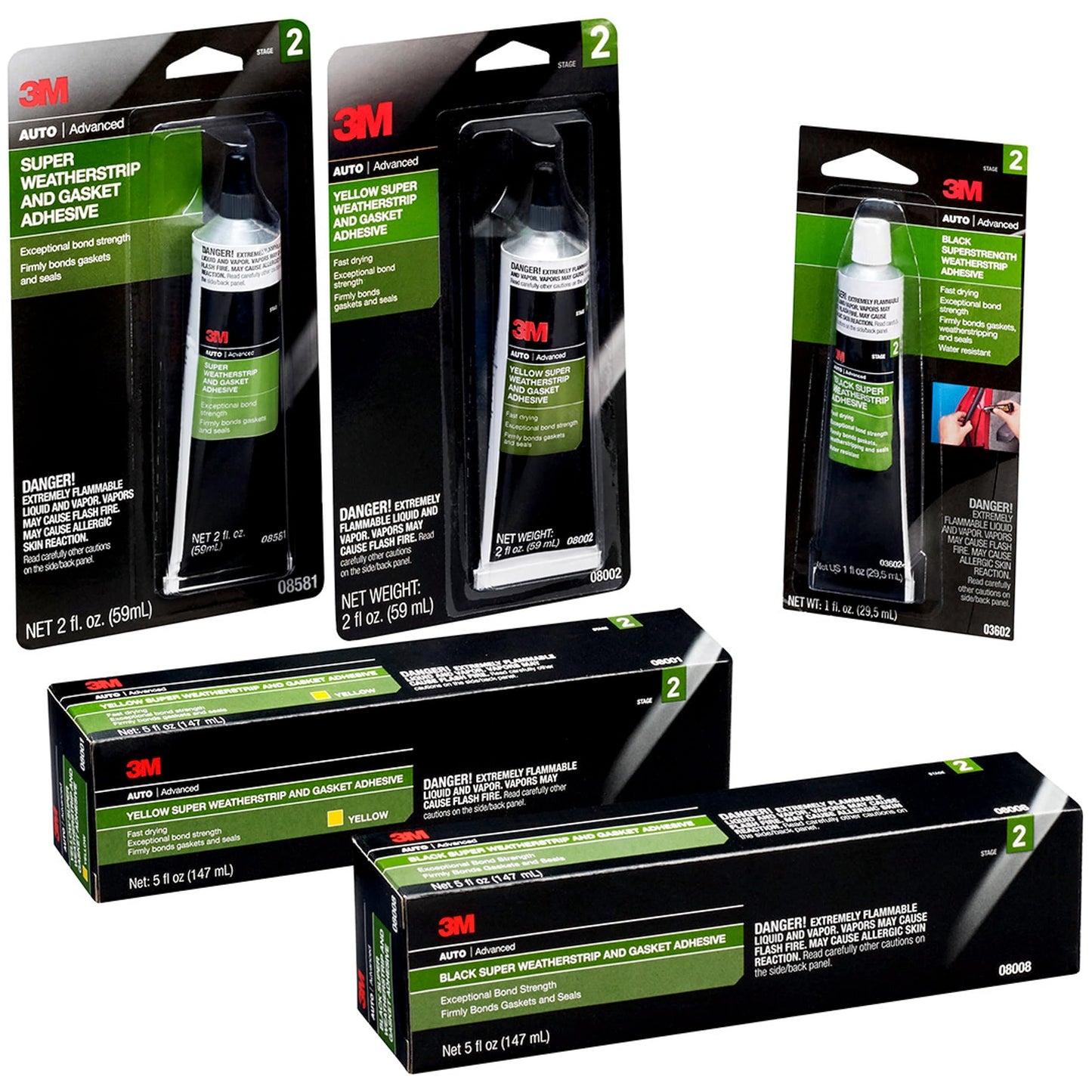 3M Super Weatherstrip and Gasket Adhesive, 08001, Yellow, 5 fl oz Tube, 1 Per Pack