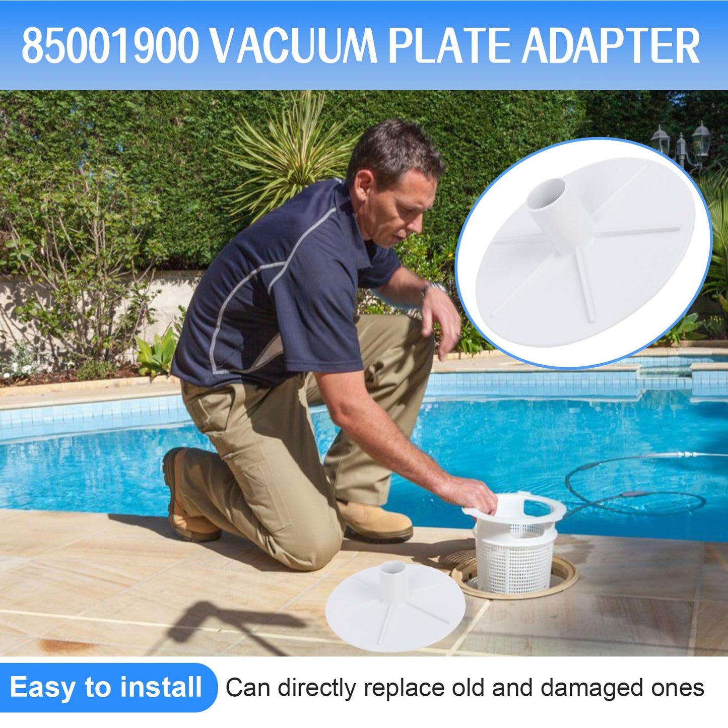 AFZZ 85001900 Skimmer Vacuum Plate 8" Skimmer Vac Plate Adapter for Pentair Admiral S15 & S20 Skimmers - Precise Replacement for Inground Pool and Swimming Pool