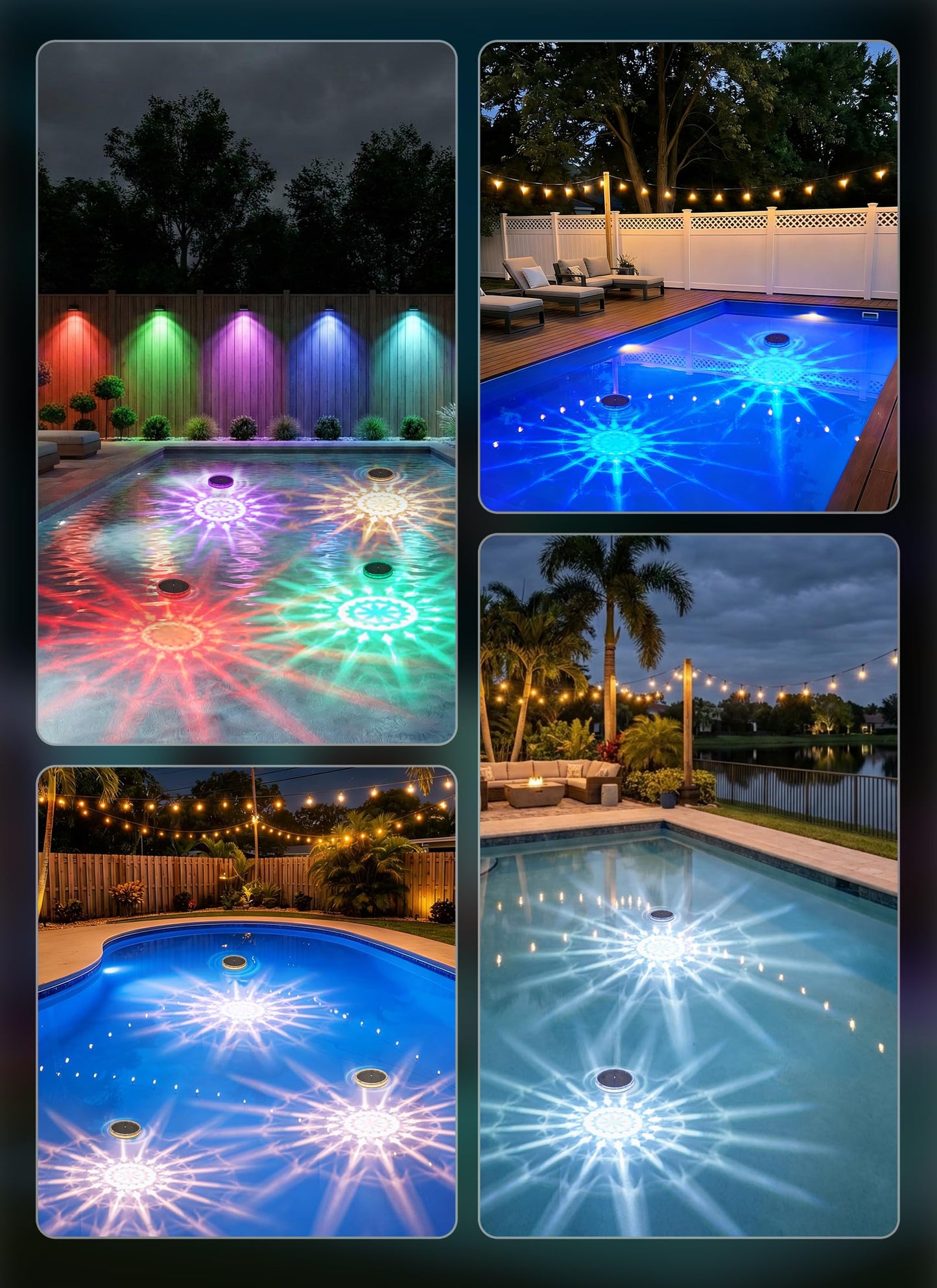 Floating Solar Pool Lights 1 Pack, RGBWW 12 Lighting Modes, 3 Dimming & Timing IP68 Waterproof with Remote Control, Solar Floating Pool Lights for Above Ground Pools Inground Pools Accessories Bathtub