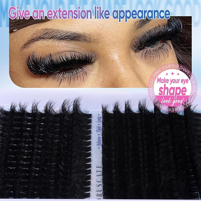 CORUSCATE Lash Clusters Kit 160D+260D Eyelash Clusters 12-24mm Long Lash Extension Kit thick Cluster Eyelash Extensions Volume Strip Mink Lashes Individual Dramatic Lash Kit with Lash Bond and Seal